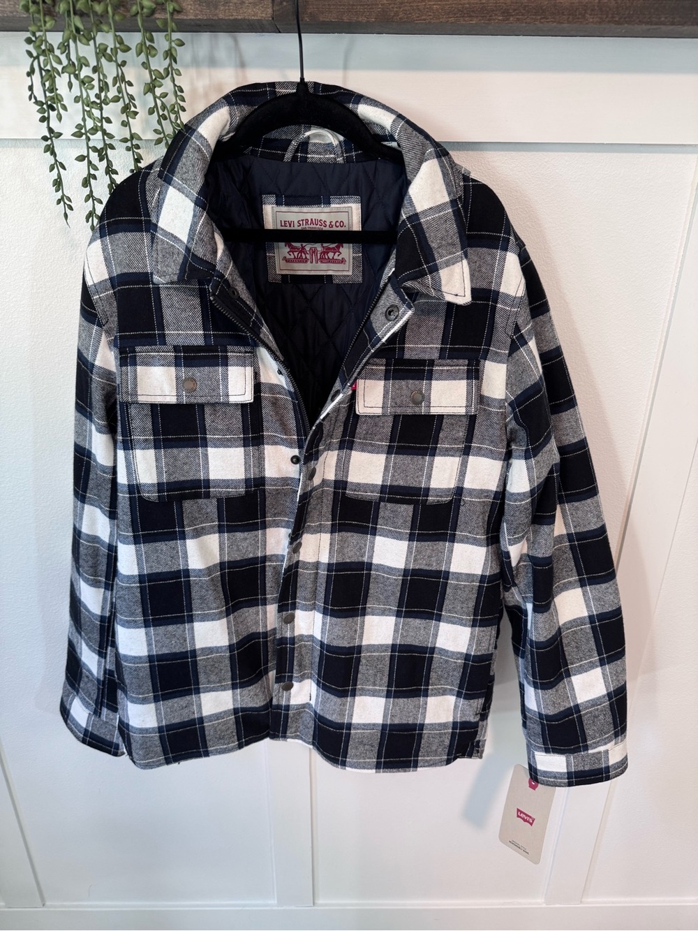 Signature by Levi Strauss Black & White Plaid Lightweight Shirt Jacket